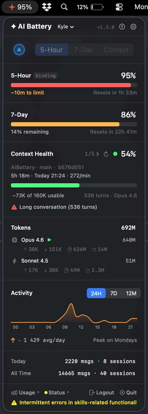 AI Battery dashboard
